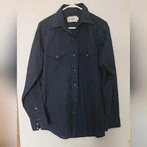 Mesquite Men's Vintage Western Pearl Snaps Front Closure Blue Sz 16.5/35